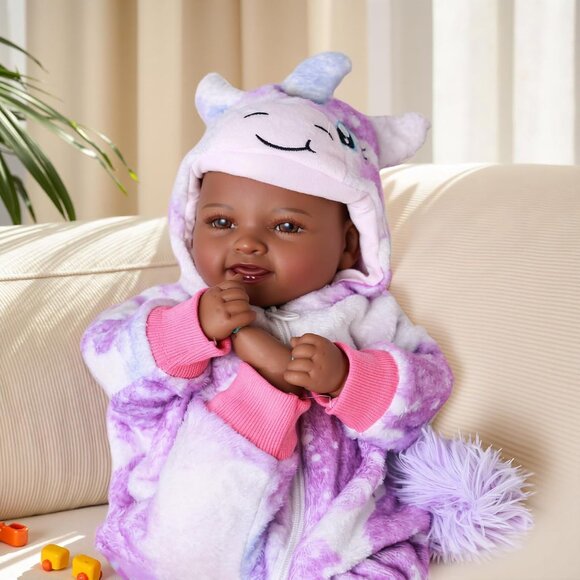 🆕17In Realistic Newborn Black Girl Baby Dolls with Clothes and Accessories - Picture 2 of 8